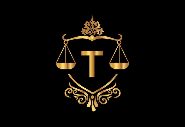 Logotipo de empresa baja con la última plantilla de vector T Logotipo de justicia Ilustración vectorial del logotipo de juicio de igualdad