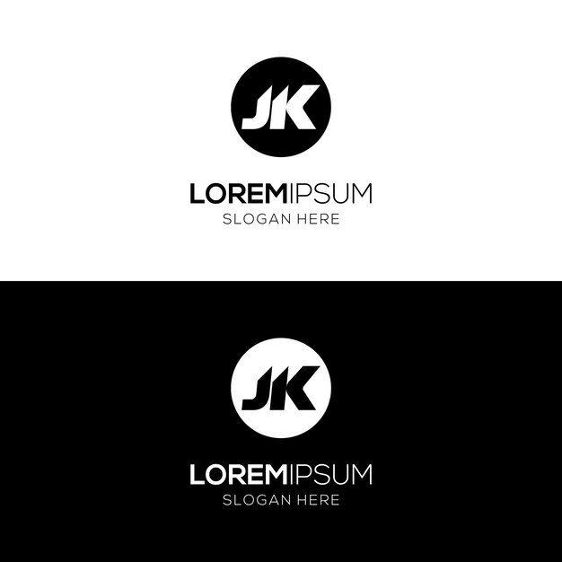 Logotipo de la empresa en blanco y negro con la letra JK