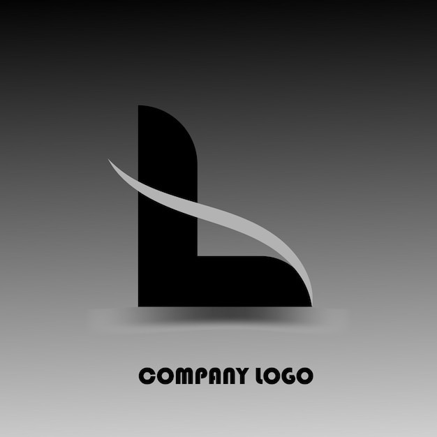 Vector logotipo de una empresa en blanco y negro con la letra l