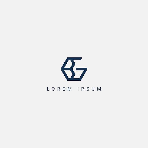 Logotipo de empresa de carta BG GB mínimo creativo con icono de monograma basado en inicial de color blanco y negro