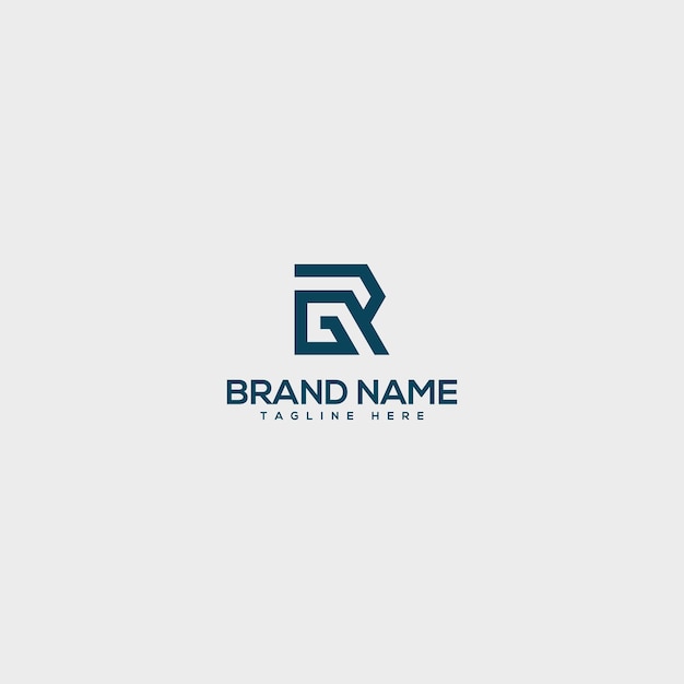 Logotipo de empresa de carta RG GR mínimo creativo con icono de monograma basado en inicial de color blanco y negro
