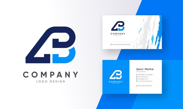 Logotipo de empresa de combinación de letra inicial AB o 4B de estilo abstracto con diseño de tarjeta de visita
