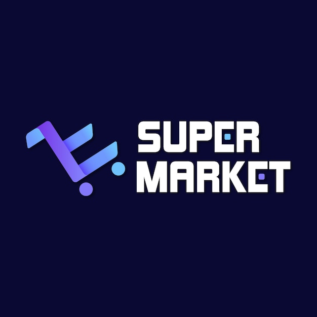 Vector logotipo de empresa comercial de carrito de supermercado