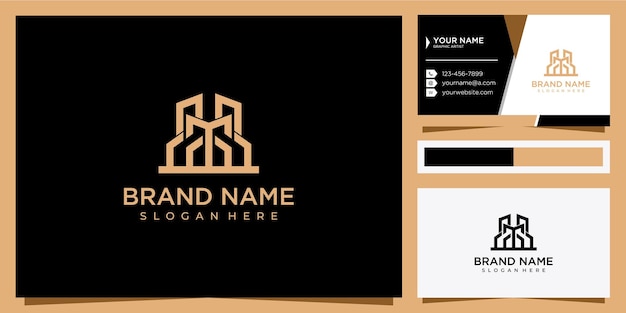 Logotipo de empresa de construcción de edificios Logotipo de línea geométrica Plantilla vectorial
