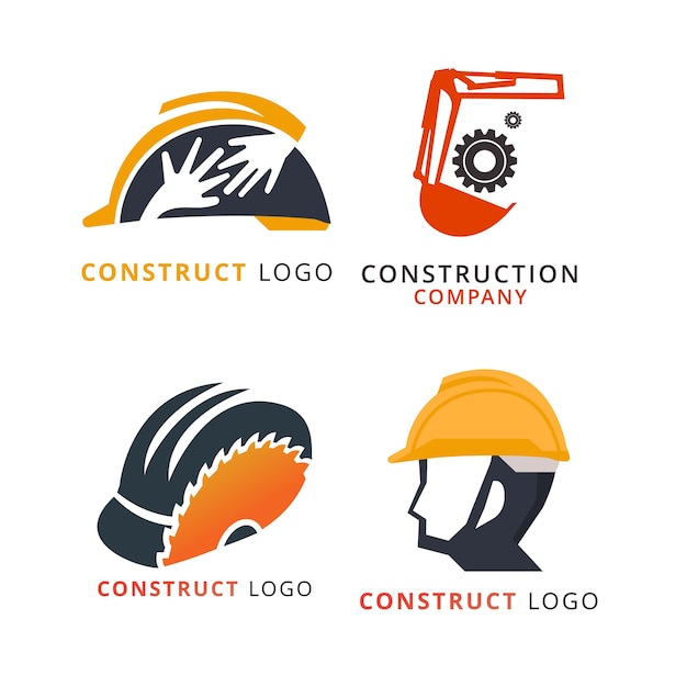 logotipo de la empresa de construcción, etiquetas e insignias