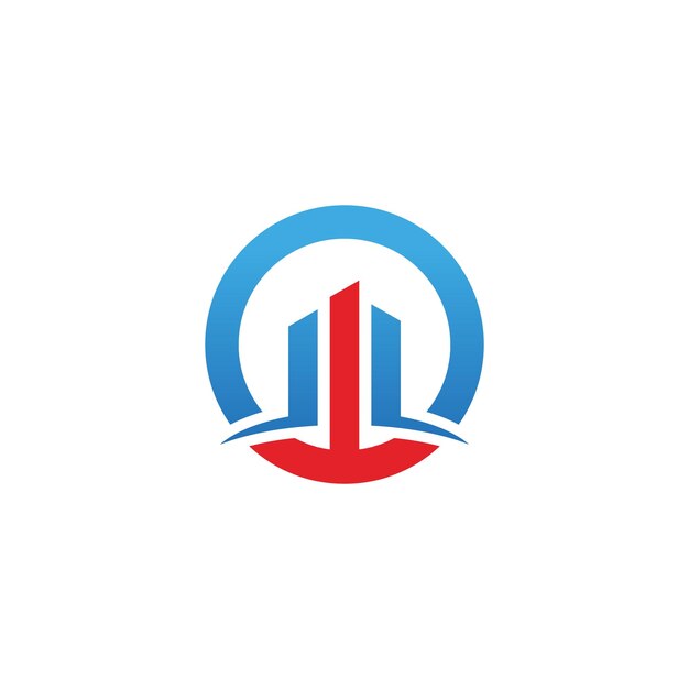 Logotipo de la empresa de construcción de línea redonda
