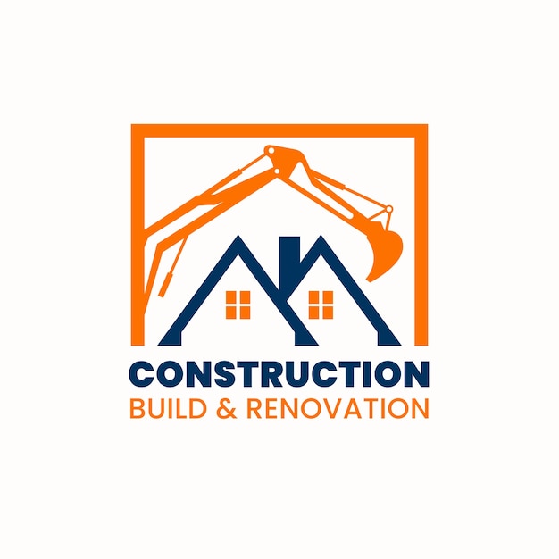Logotipo de empresa constructora de diseño plano.