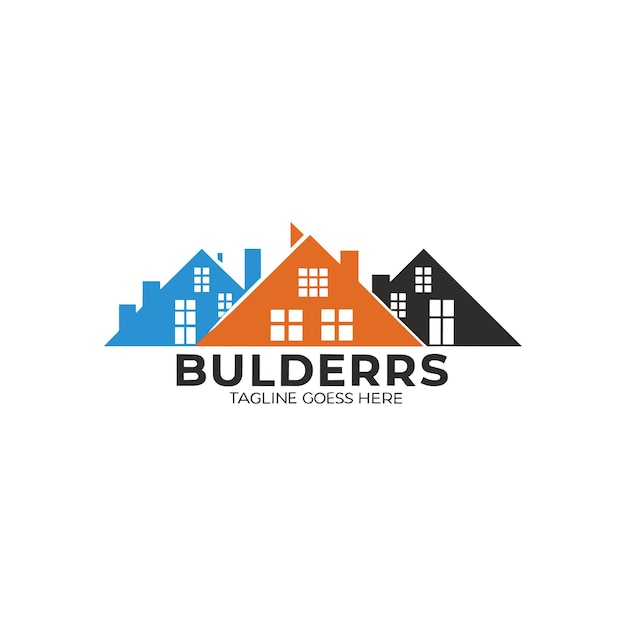 Logotipo de la empresa constructores con vector de trabajo