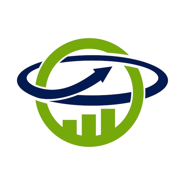 Logotipo de empresa de contabilidad de flecha global Ilustración de icono Identidad de marca