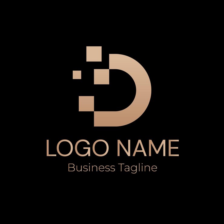Vector logotipo de la empresa d marca comercial de oro