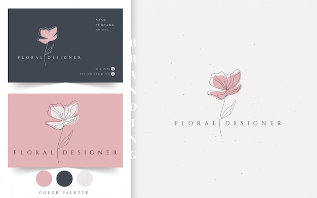 Logotipo de empresa de diseño floral.