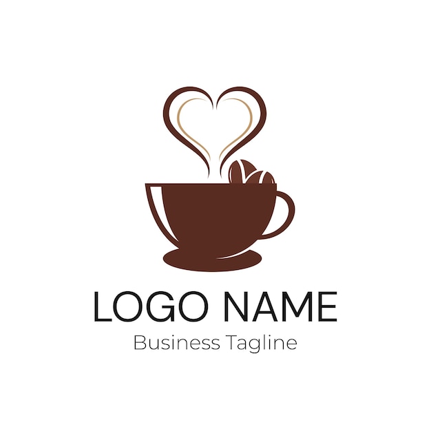 Logotipo de la empresa de diseño de tazas de café y bebidas