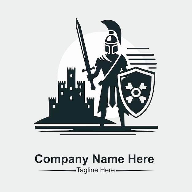 un logotipo de la empresa quot empresa quot con una espada y un escudo