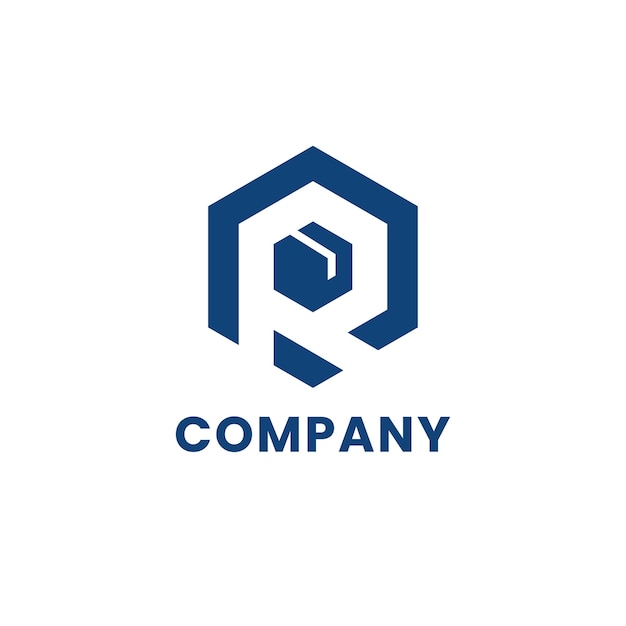 Logotipo de la empresa envío y embalaje hexagonal inverso R