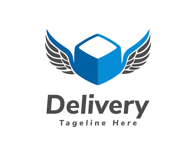 Logotipo de la empresa de envío o servicio de mensajería con alas