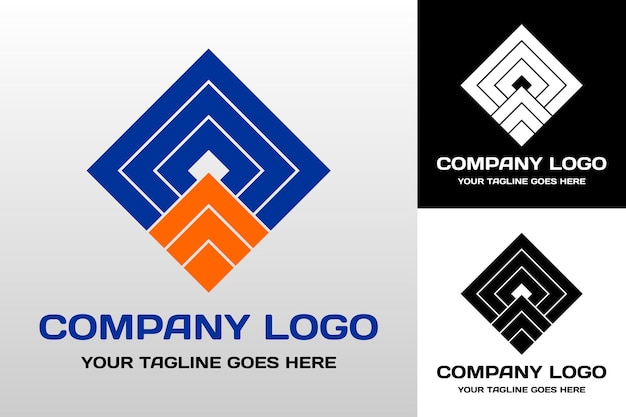 Vector logotipo de la empresa con estilo cuadrado y de línea.