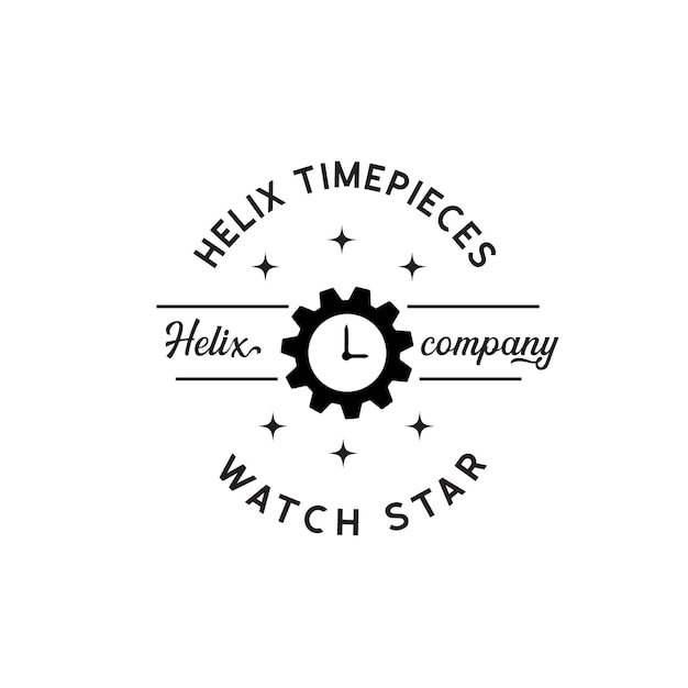 Un logotipo para una empresa estrella de relojes llamada helix timepieces