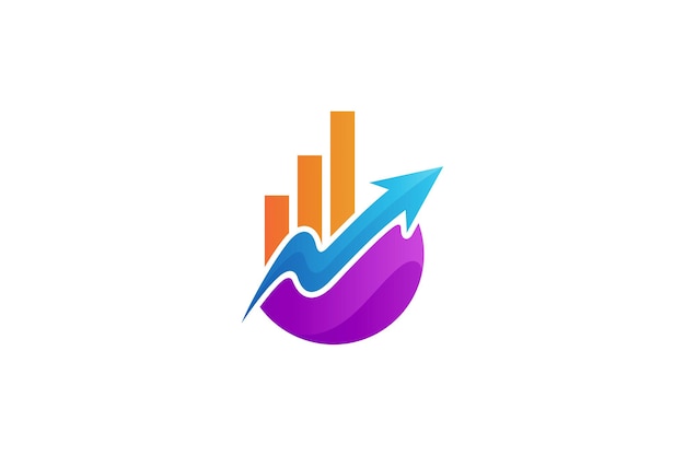 Logotipo de empresa financiera con diagramas financieros y flechas adecuados para marketing y finanzas de inversión