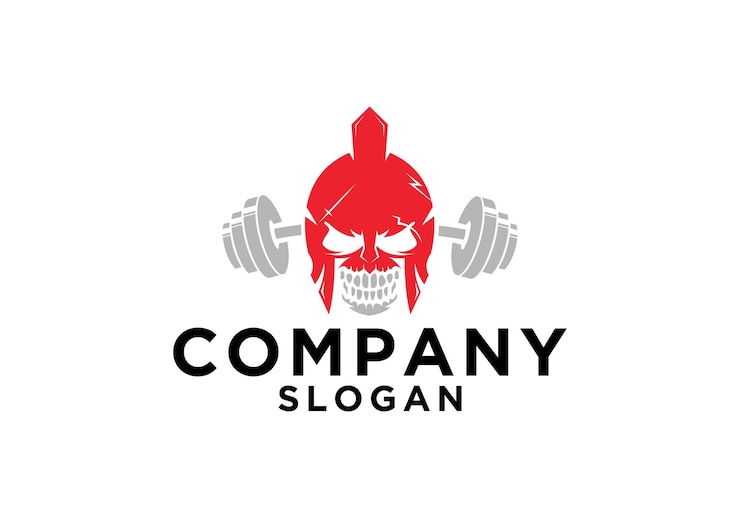 Logotipo para una empresa de fitness con una calavera y una barra