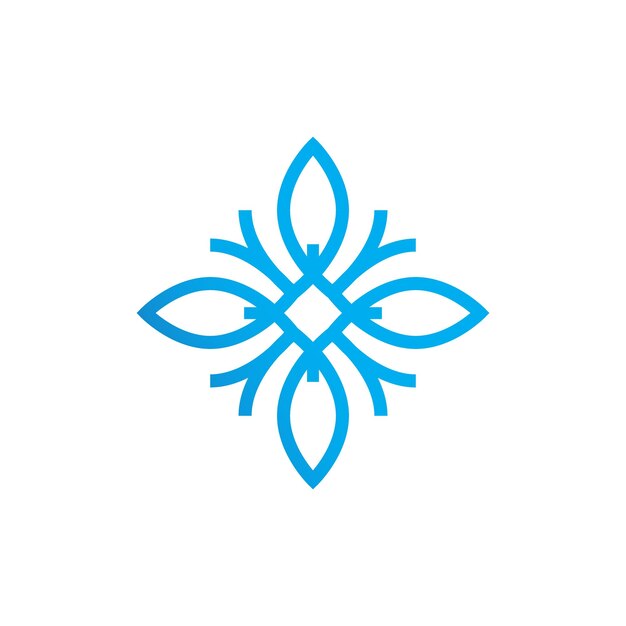 logotipo de la empresa en forma de una simple flor de línea simétrica.