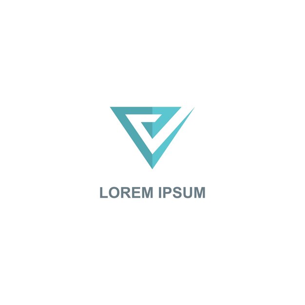 El logotipo de la empresa en forma de triángulo