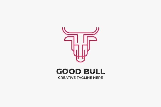 Logotipo de empresa geométrica toro animal monoline