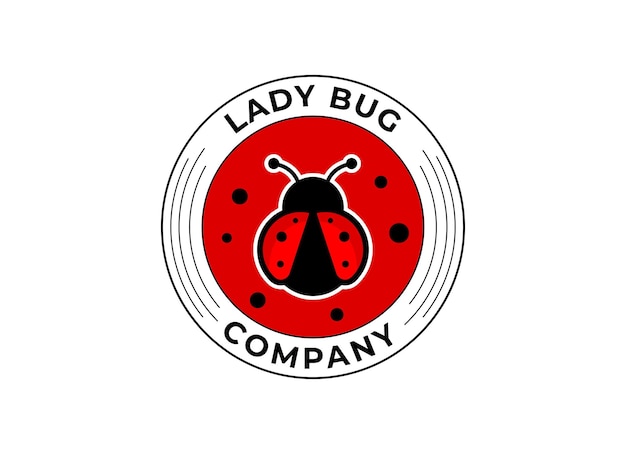 Logotipo de la empresa Lady Bug con un círculo rojo y un logotipo de Lady Bug