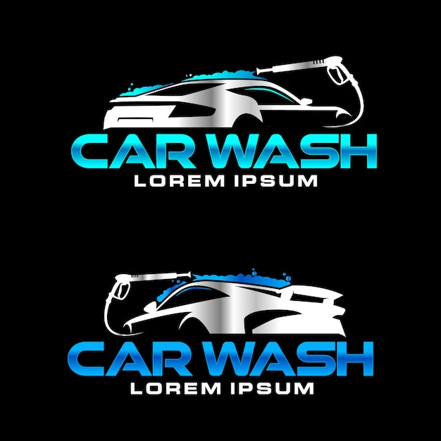 Vector logotipo de la empresa de lavado de autos automotriz con presión de agua.