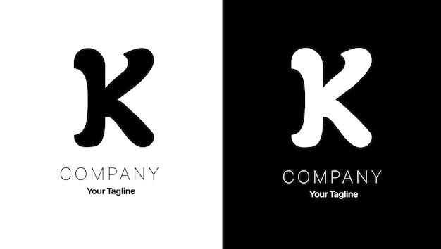 El logotipo de la empresa con la letra K en blanco y negro con el eslogan