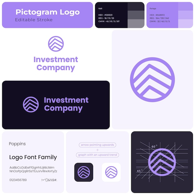 Logotipo de empresa de línea púrpura de empresa de inversión