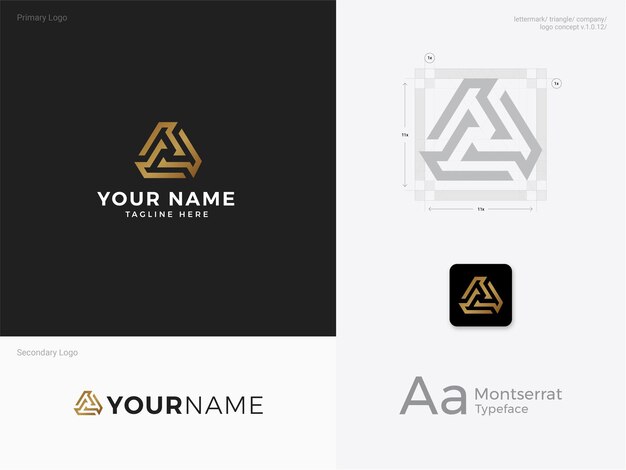 Logotipo de empresa madura de lujo de plantilla personalizada Elegan para logotipo de triángulo