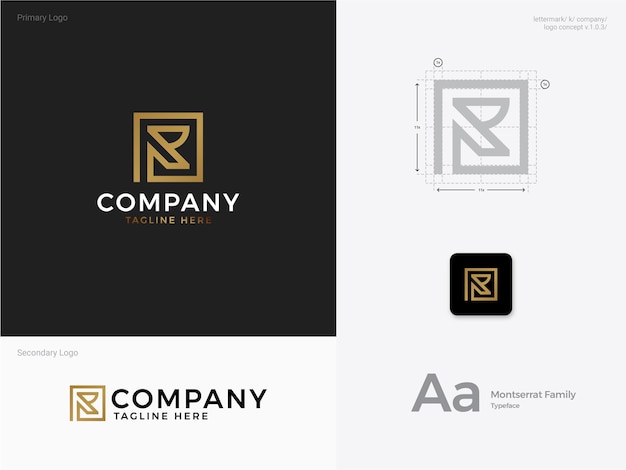 Logotipo de empresa madura de lujo de plantilla personalizada para R inicial
