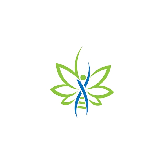 Logotipo para una empresa médica con una persona y hojas.