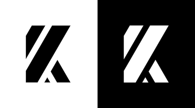 Logotipo de empresa monograma K letra inicial blanco y negro icono minimalista estilo moderno Plantillas de diseños