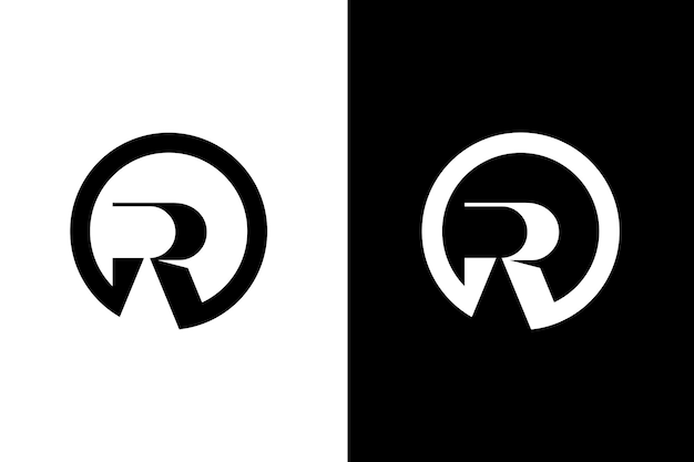 Logotipo de empresa monograma r letra minimalista estilo de icono en blanco y negro inicial Plantillas de diseños