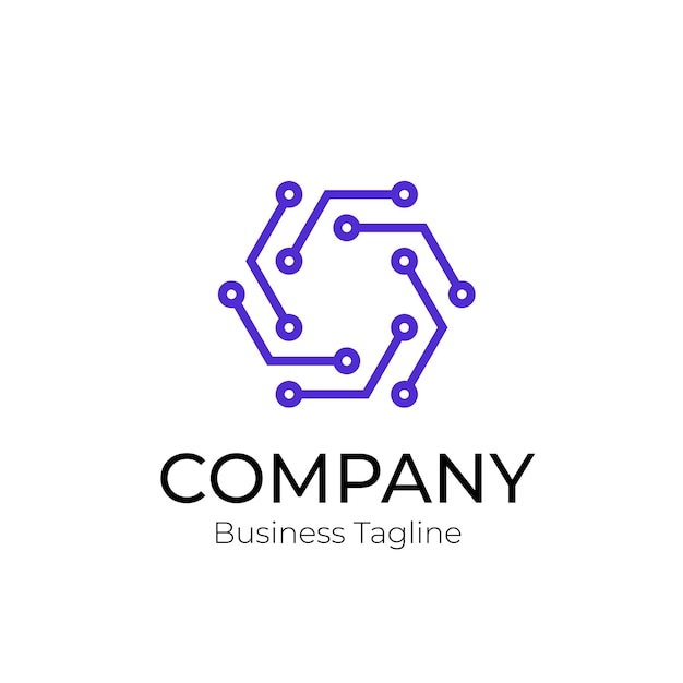 logotipo de la empresa de negocios de tecnología marca púrpura