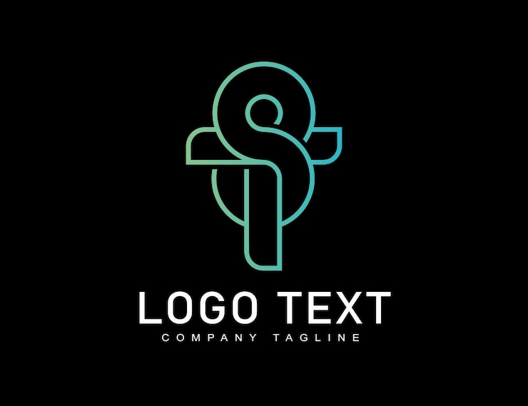 Vector logotipo de la empresa con el signo monograma s t