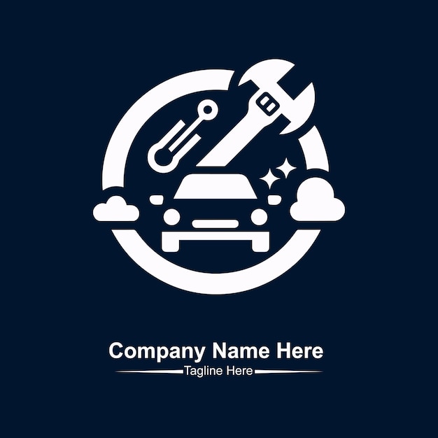 un logotipo de la empresa sobre un fondo azul