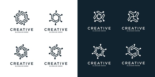 Logotipo de empresa de tecnología abstracta de hexágono