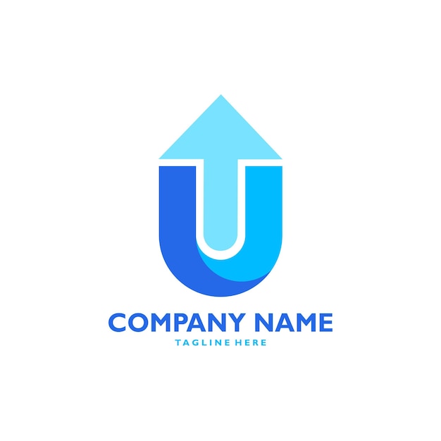 Logotipo de empresa con u y el icono de flecha hacia arriba