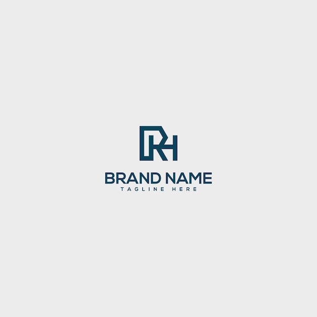 Logotipo empresarial de letra RH HR mínimo creativo con icono de monograma basado en color blanco y negro inicial