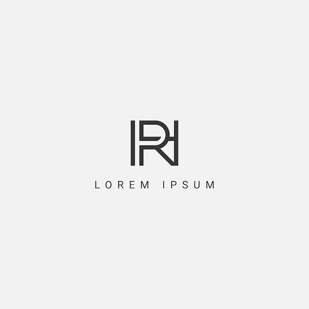 Logotipo empresarial de letra RH HR mínimo creativo con icono de monograma basado en color blanco y negro inicial