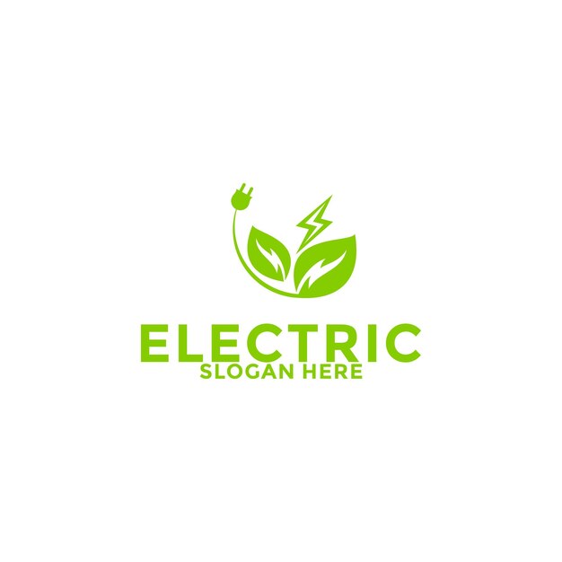 Logotipo de la energía ecológica con vector de hojas Vector de logotipo eléctrico de la naturaleza