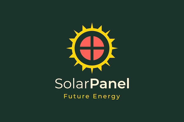 Vector logotipo de energía de panel solar con forma simple y moderna para empresa de fabricación e instalación de electricidad