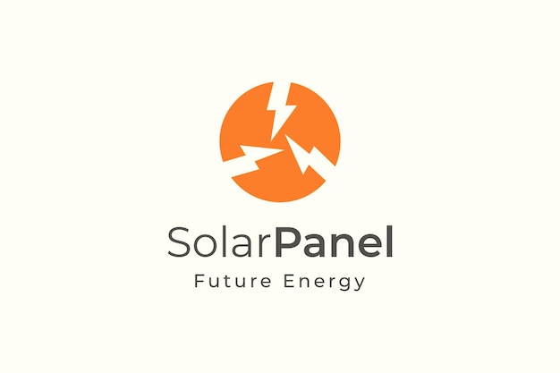 Vector logotipo de energía de panel solar con forma simple y moderna para empresa de fabricación e instalación de electricidad