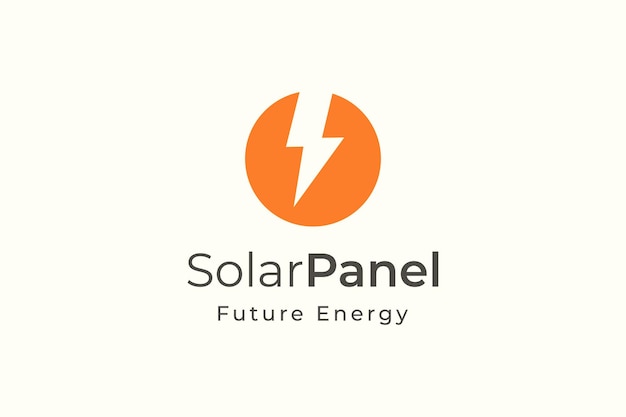 Logotipo de energía de panel solar con forma simple y moderna para empresa de fabricación e instalación de electricidad