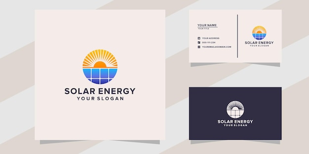 Logotipo de energía solar y plantilla de tarjeta de visita