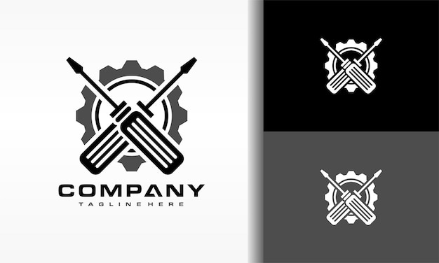 el logotipo del engranaje del destornillador del taller