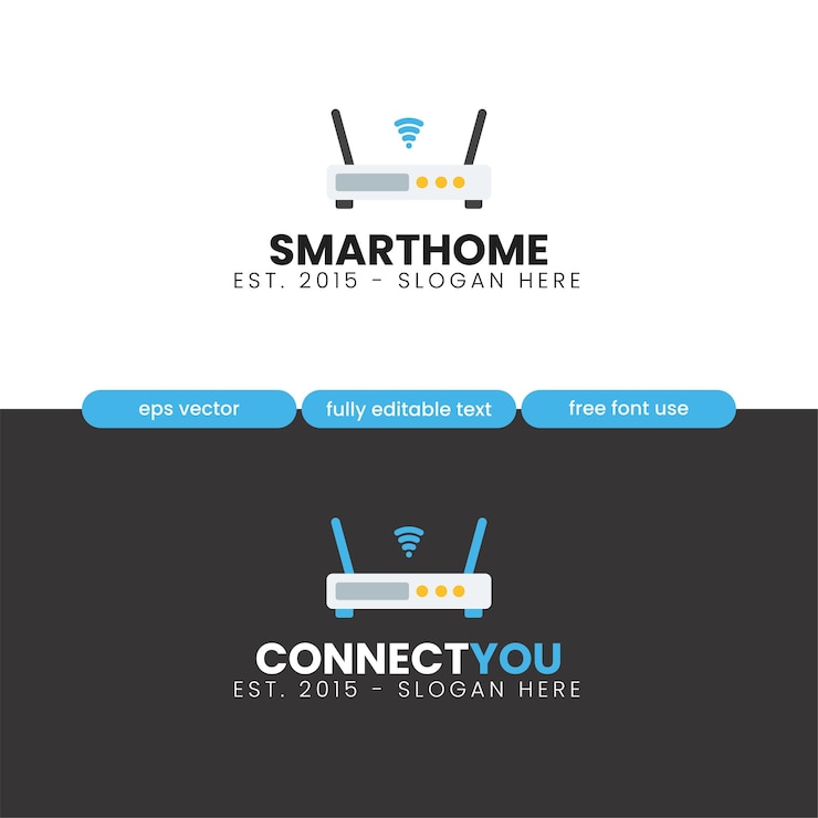 Vector logotipo del enrutador inteligente para el hogar y el negocio