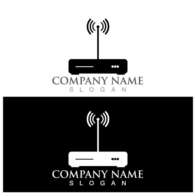 Logotipo del enrutador y plantilla vectorial